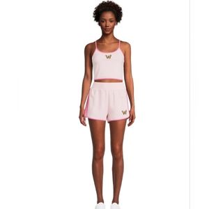 Pink Butterfly 2pc Tank Top & Short Set     Size L (Juniors)